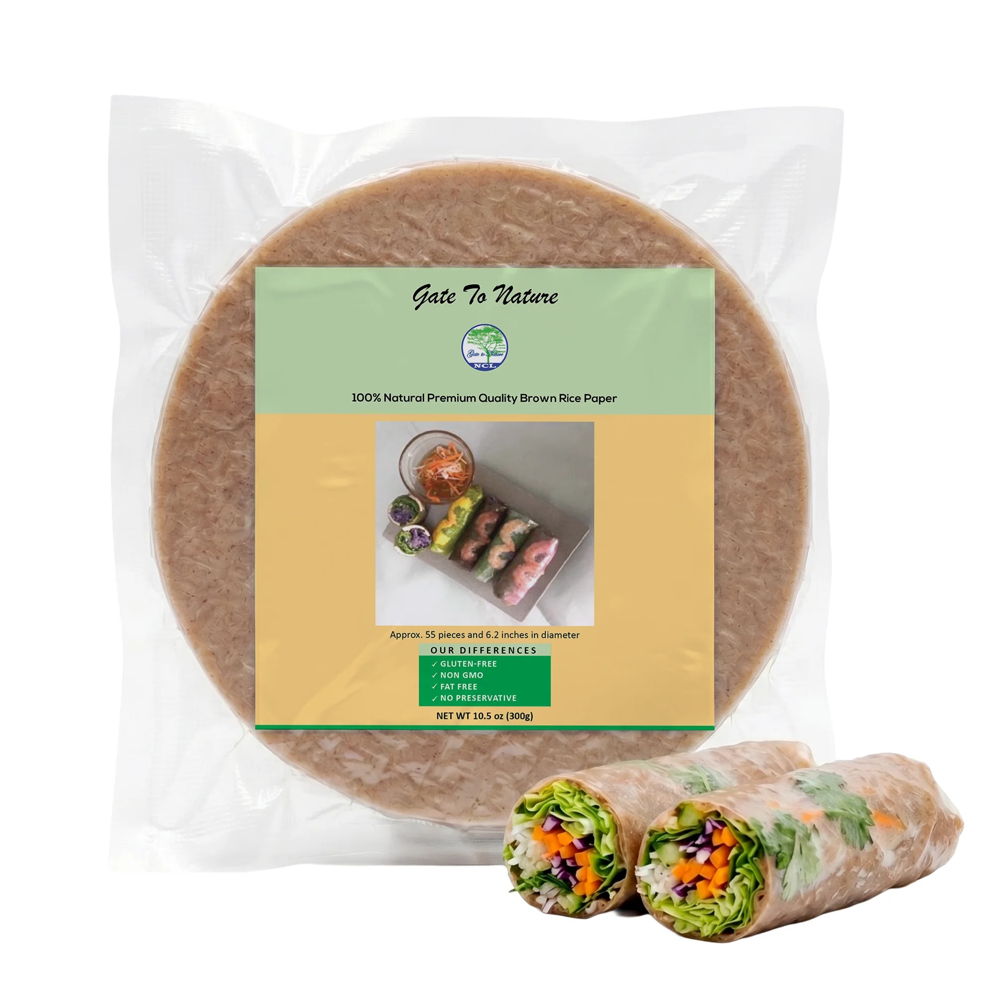 Brown Rice Paper Wrappers 6.2 Inch Small