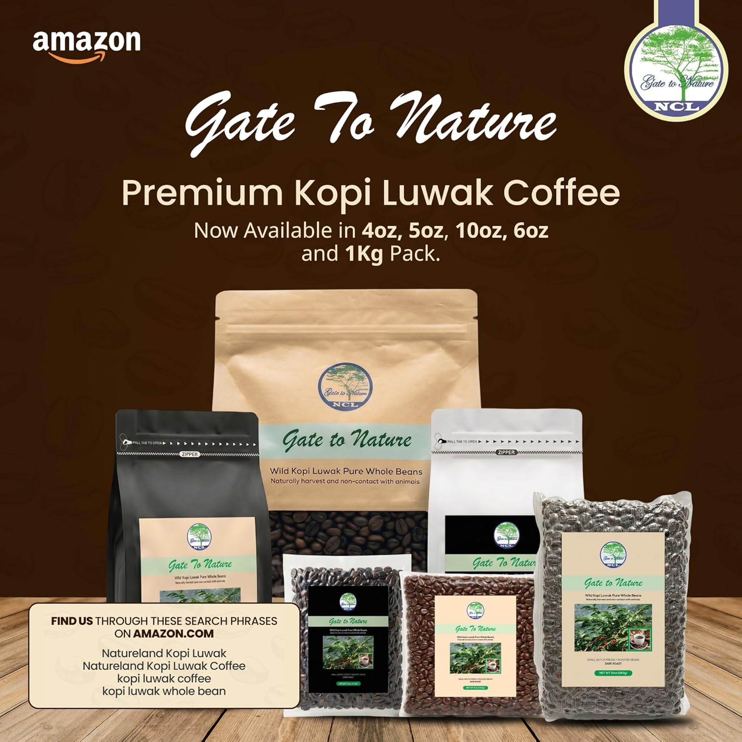Gate To Nature premium Kopi Luwak coffee product graphic